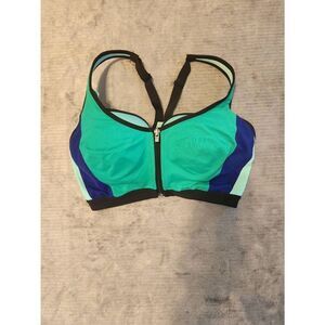 Victoria's Secret VSX Pink Zip Up Front Close Sport Bra Sz 34DD Underwire